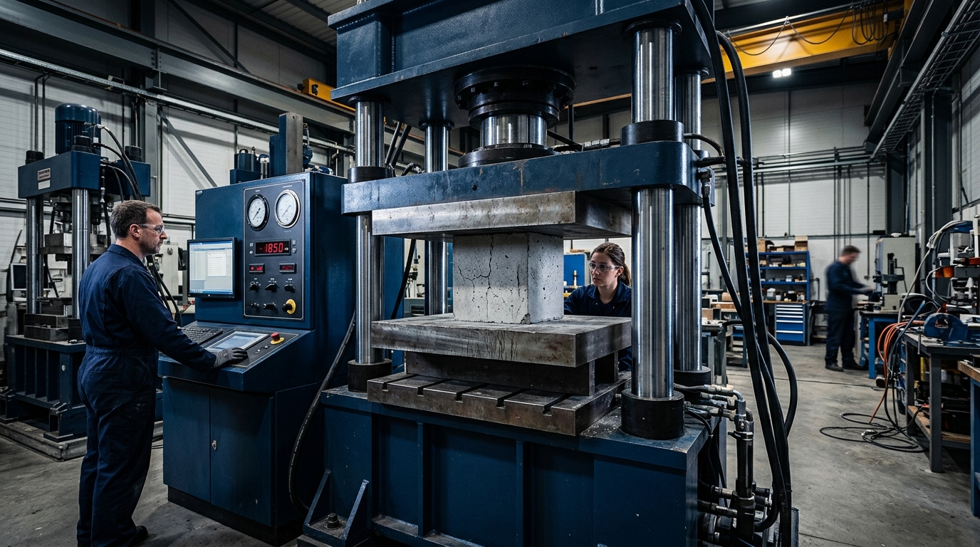 3000 kN concrete compression testing machine in operation